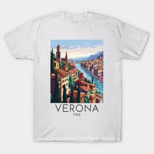 A Vintage Travel Illustration of Verona - Italy T-Shirt